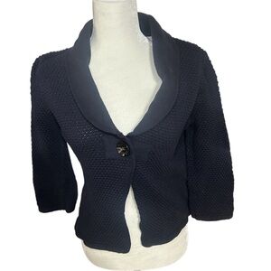Navy Blue Liz Claiborne knit cropped cardigan medium